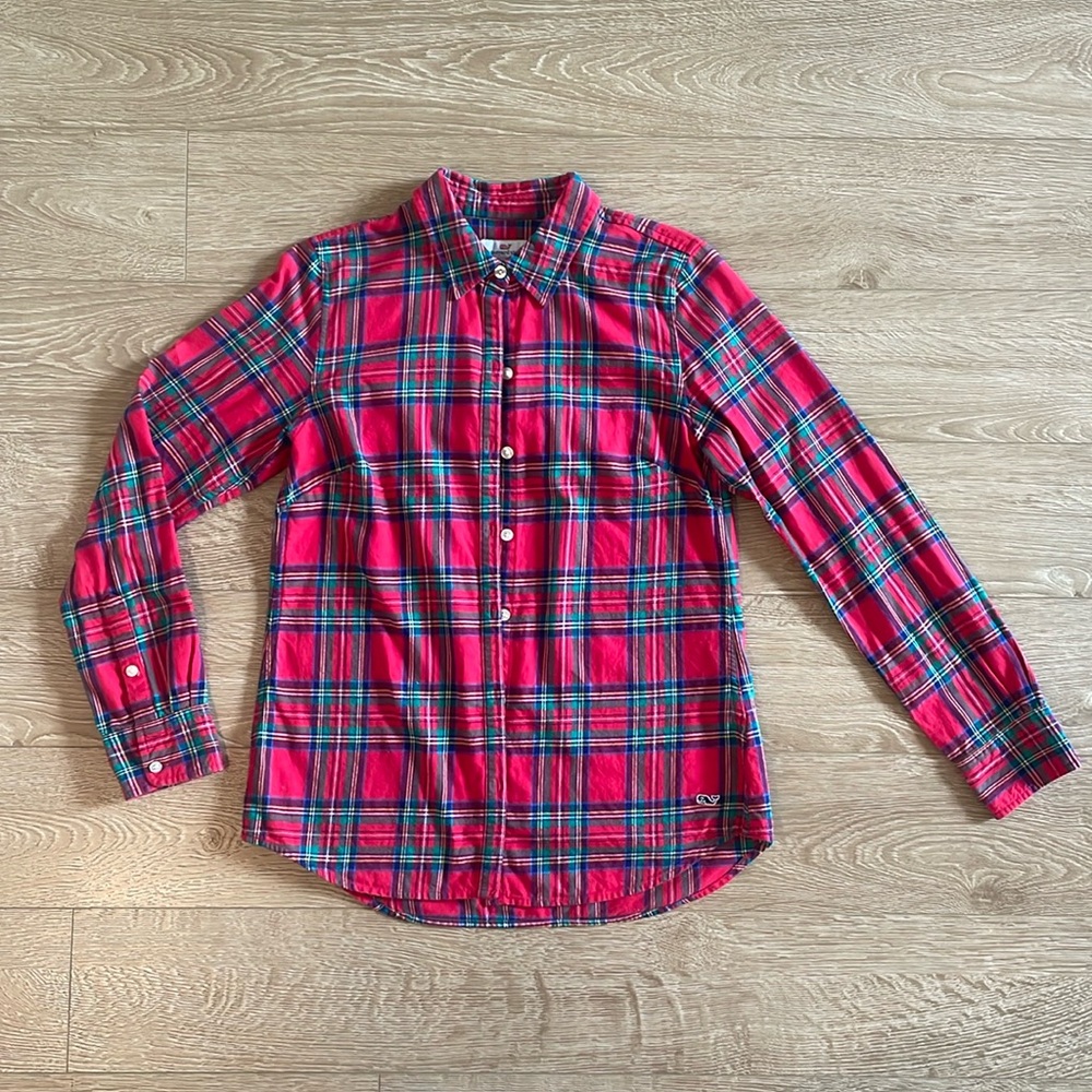 Vineyard Vines Tartan Plaid Flannel Button Down, size 4